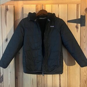 Patagonia Kids Black reversible Jacket- fleece or waterproof.